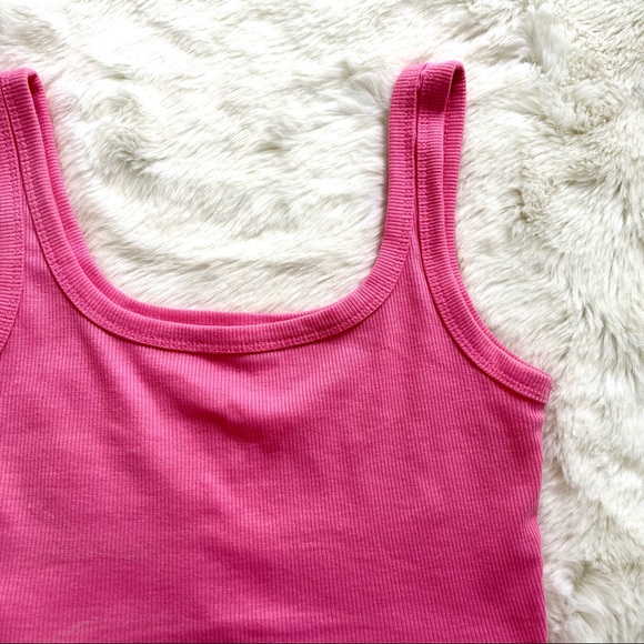 SHEIN Bright Pink Ribbed Cropped Tank Top - Picture 3 of 4